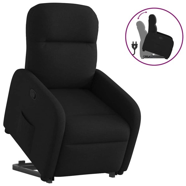 Stand-up reclining chair, black, fabric