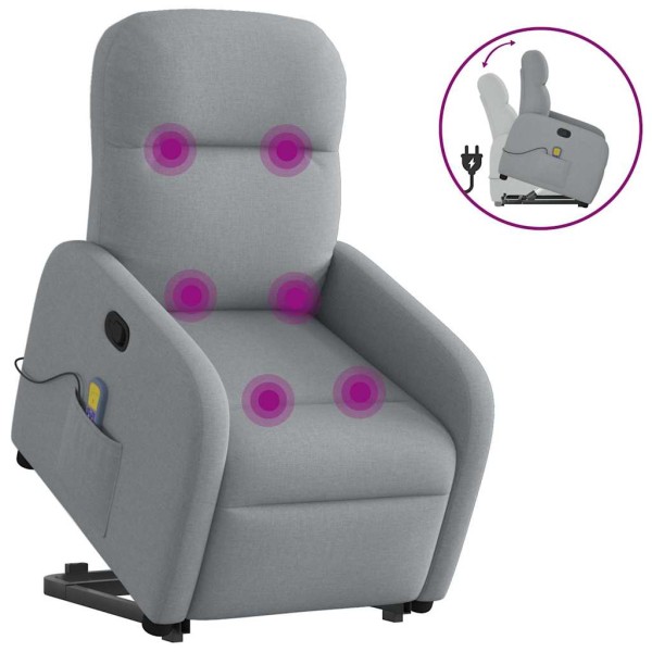 Standing massage chair, light gray, fabric