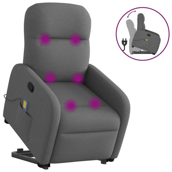Standing massage chair, dark gray, fabric