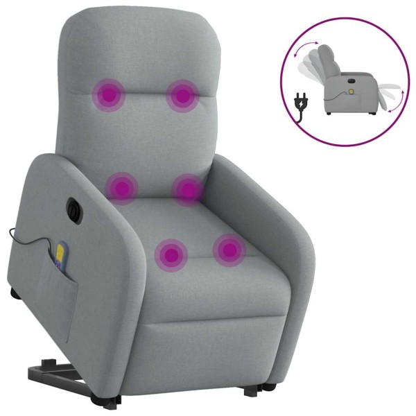 Standing massage chair, light gray, fabric