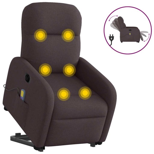 Standing massage chair, dark brown, fabric