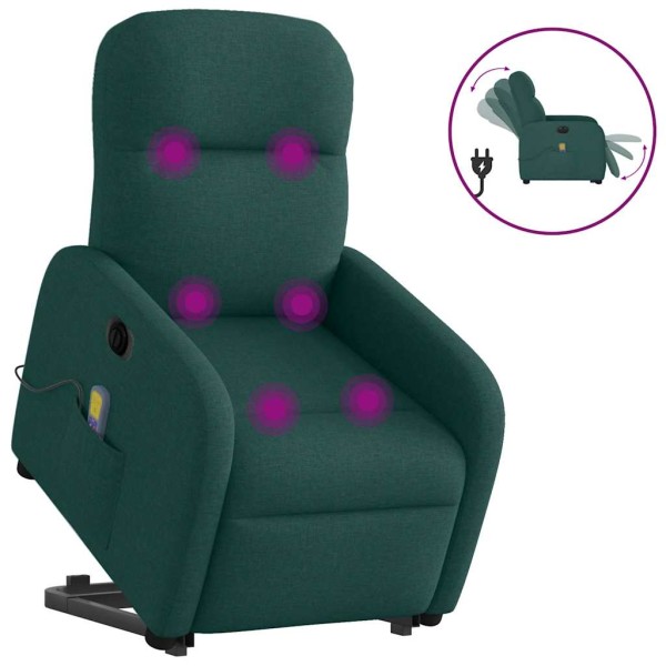 Standing massage chair, dark green, fabric