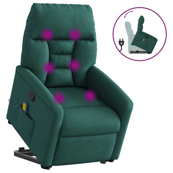 Standing massage chair, dark green, fabric