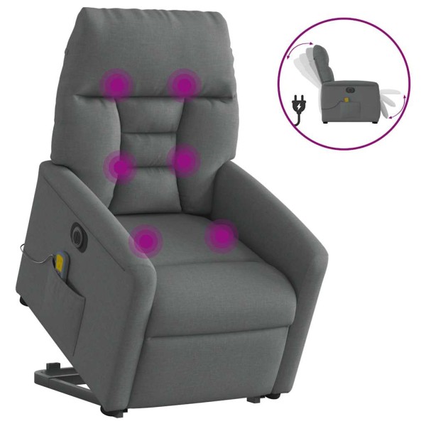Standing massage chair, dark gray, fabric