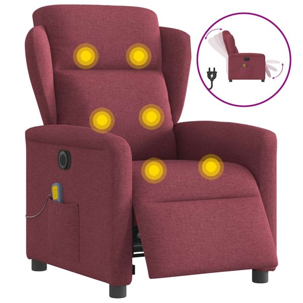 Electric reclining massage chair, wine, fabric