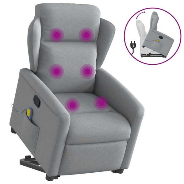 Standing massage chair, light gray, fabric