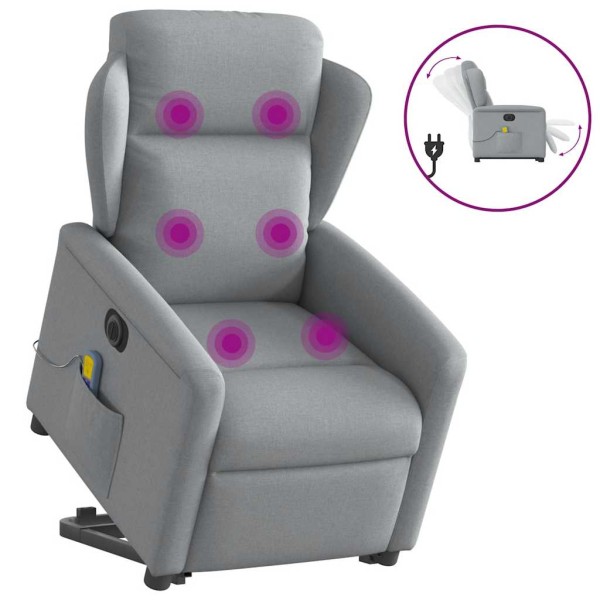 Standing massage chair, light gray, fabric