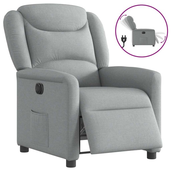 Electric reclining chair, light gray, fabric