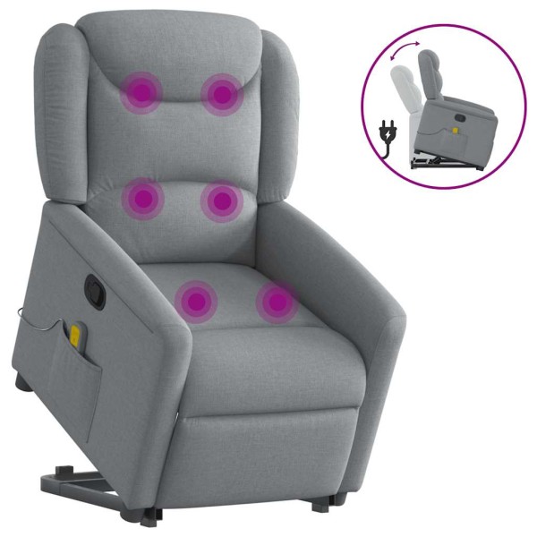 Standing massage chair, light gray, fabric