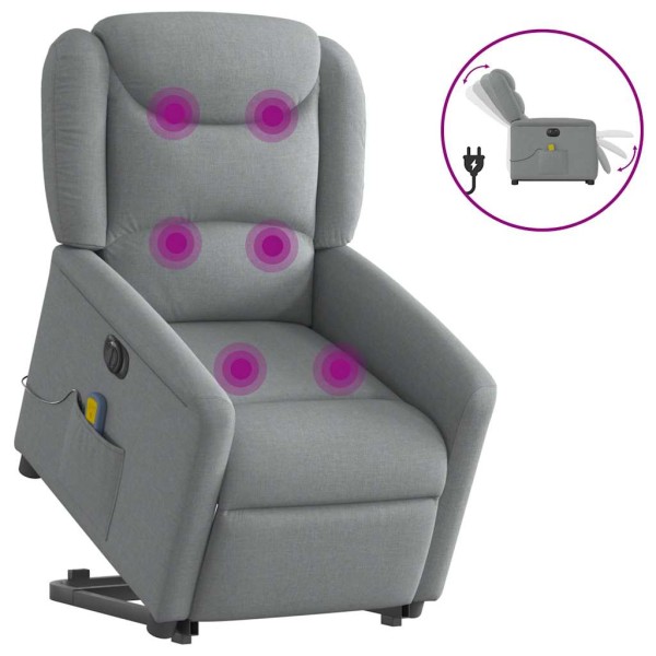 Standing massage chair, light gray, fabric