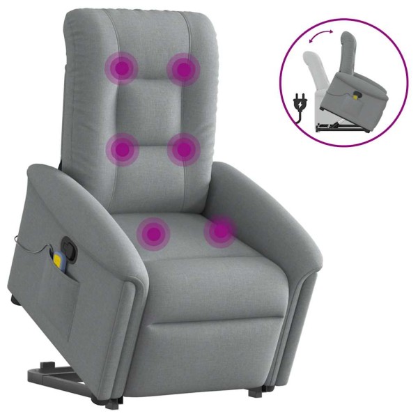 Standing massage chair, light gray, fabric