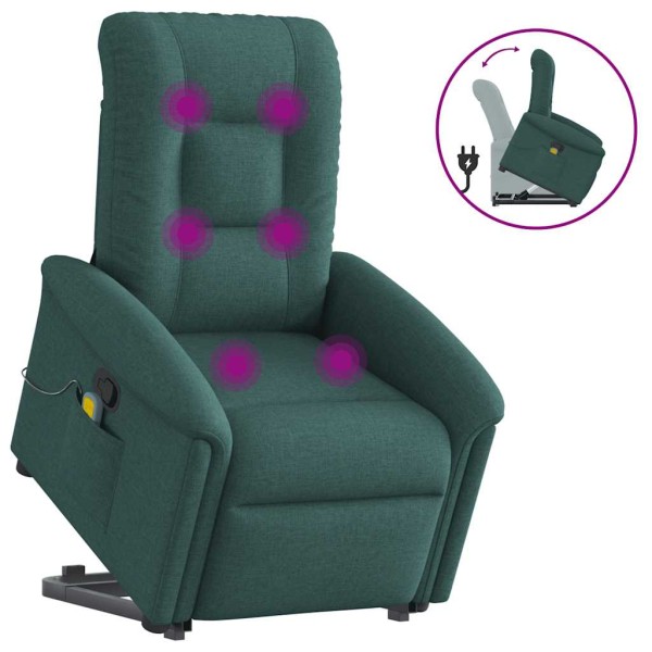 Standing massage chair, dark green, fabric