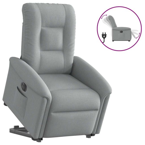 Stand-up reclining chair, light gray, fabric