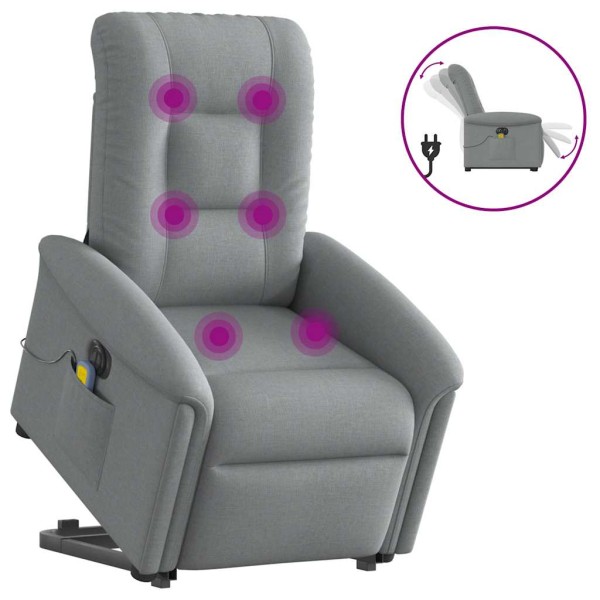 Standing massage chair, light gray, fabric