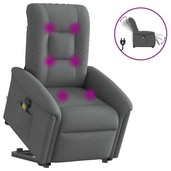 Standing massage chair, dark gray, fabric
