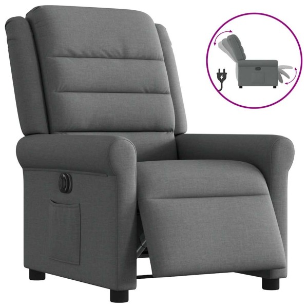 Electric reclining chair, dark gray, fabric