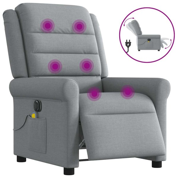 Electric massage chair, light gray, fabric