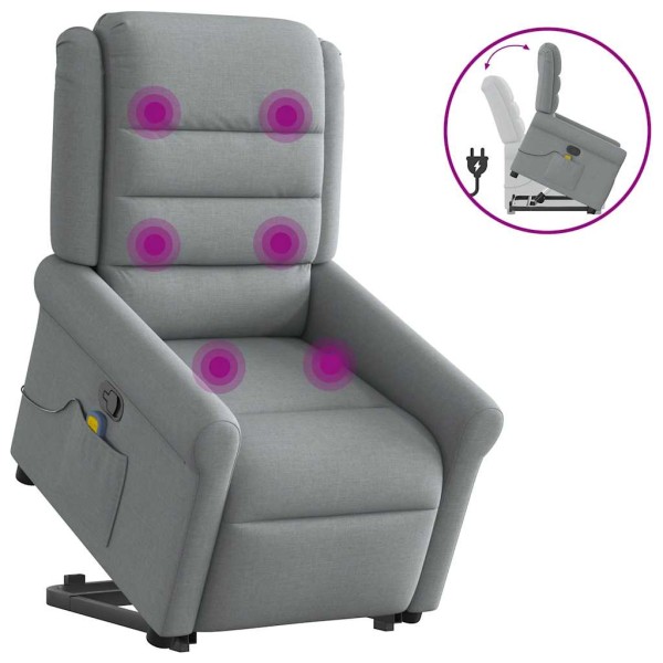 Standing massage chair, light gray, fabric