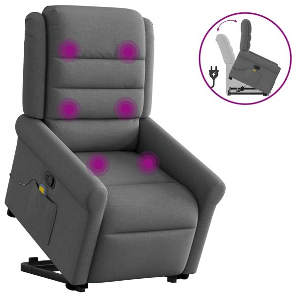 Standing massage chair, dark gray, fabric