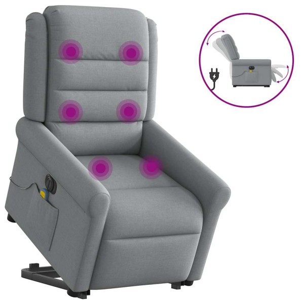 Standing massage chair, light gray, fabric
