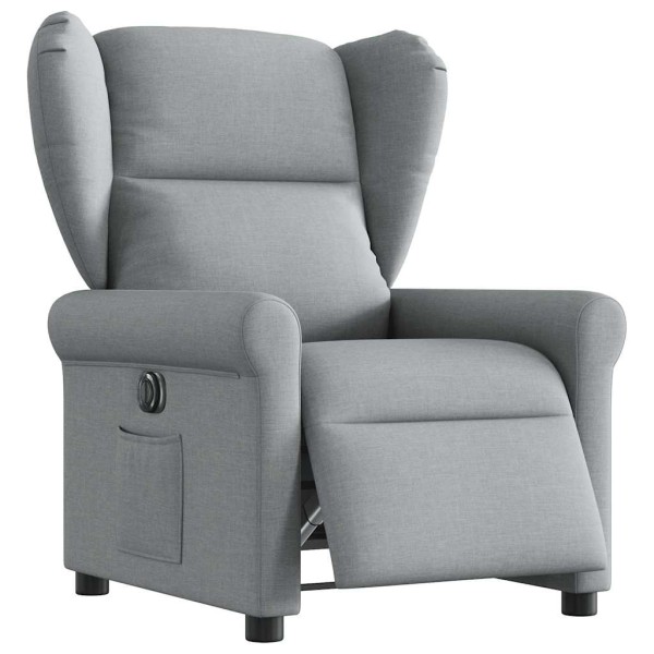 Electric reclining chair, light gray, fabric