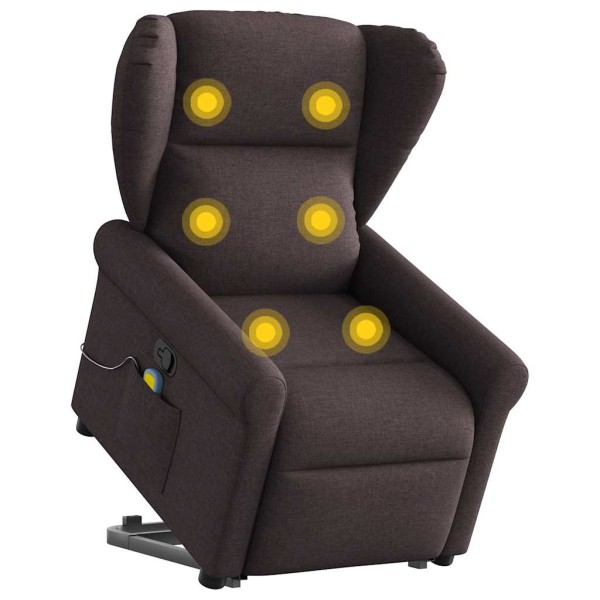 Standing massage chair, dark brown, fabric