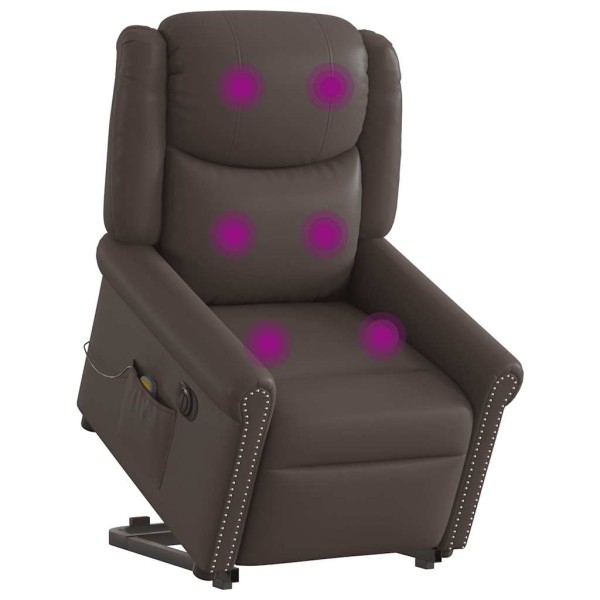 Stand-up electric massage chair, brown, artificial leather