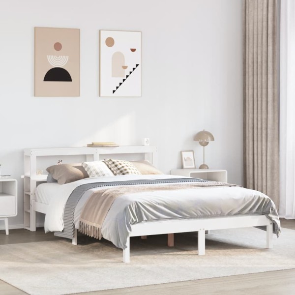 Bed frame without mattress, white, 140x200cm, solid pine