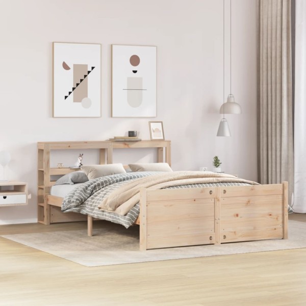 Bed frame with headboard, 140x190cm, solid pine wood
