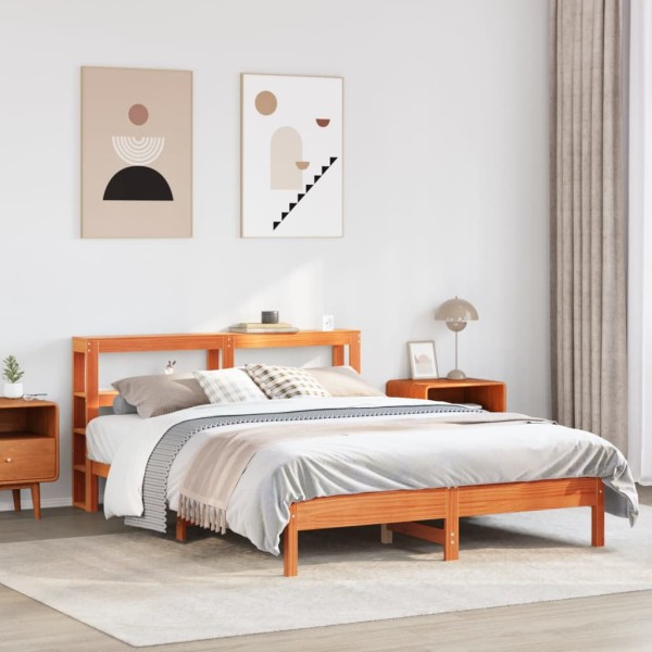 Bed frame without mattress, wax brown, 150x200cm, solid pine