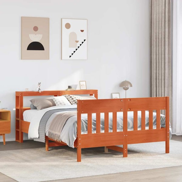 Bed frame without mattress, wax brown, 140x190cm, pine
