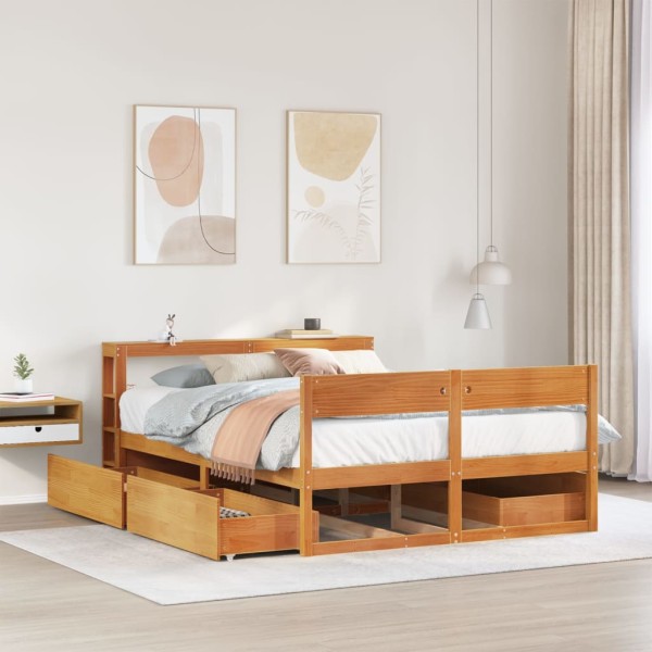 Bed frame without mattress, wax brown, 120x200cm, pine