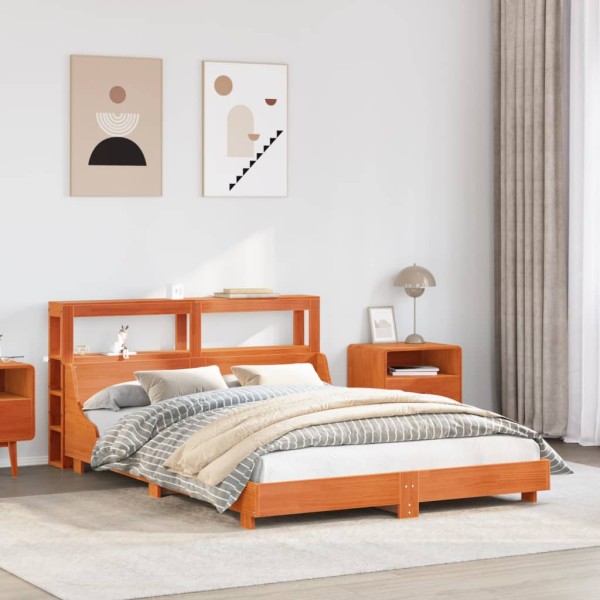 Bed frame without mattress, wax brown, 140x200cm, pine