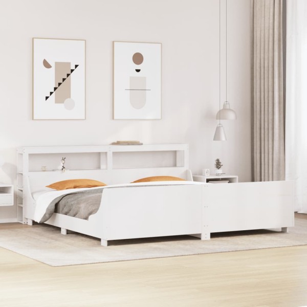 Bed frame without mattress, white, 180x200cm, solid pine