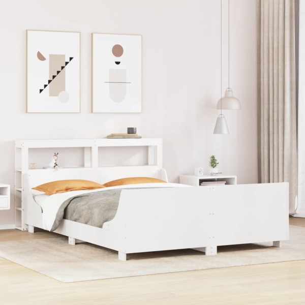 Bed frame without mattress, white, 140x190cm, solid pine