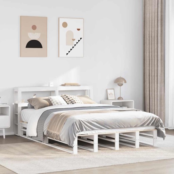 Bed frame without mattress, white, 150x200cm, solid pine