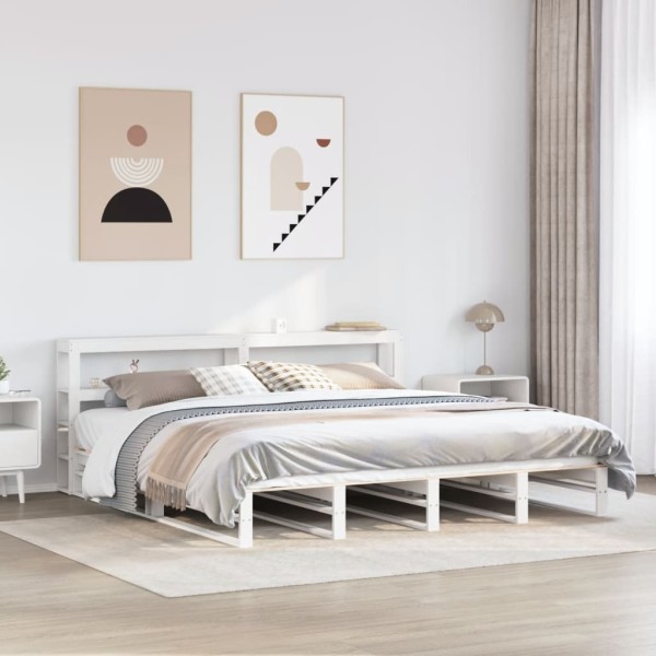 Bed frame without mattress, white, 180x200cm, solid pine
