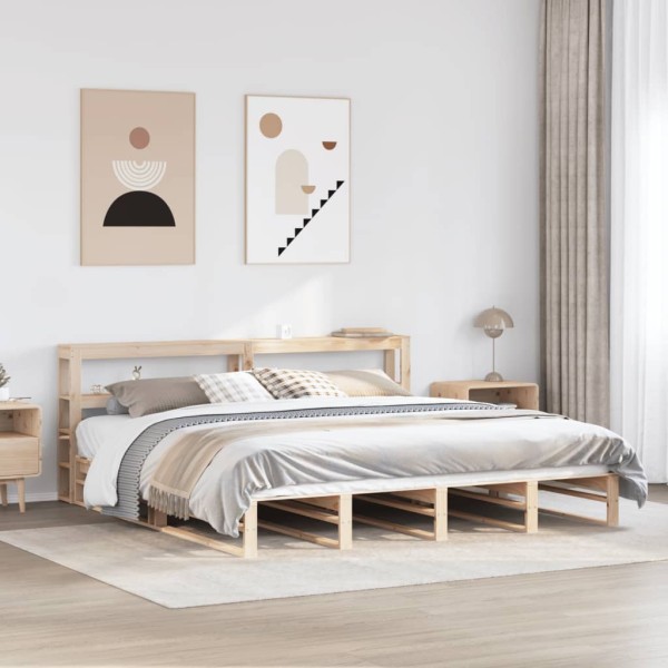 Bed frame without mattress, 200x200cm, solid pine wood