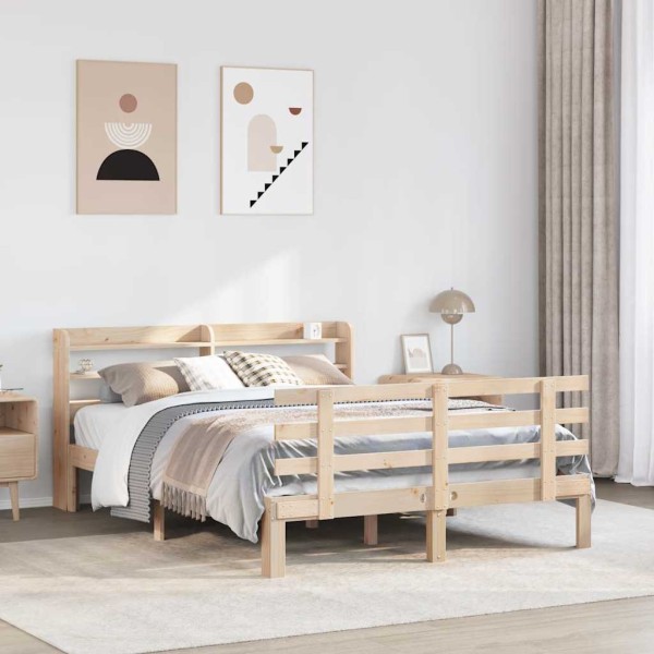 Bed frame with headboard, 135x190cm, solid pine wood