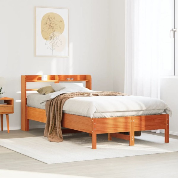 Bed frame without mattress, wax brown, 120x200cm, pine