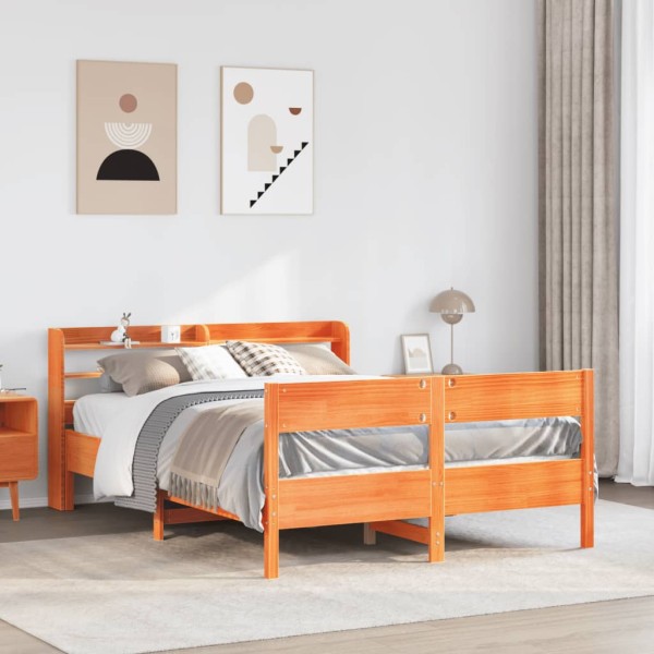 Bed frame without mattress, wax brown, 120x190cm, pine
