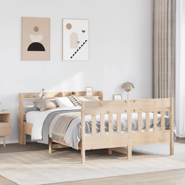 Bed frame without mattress, 135x190cm, solid pine wood