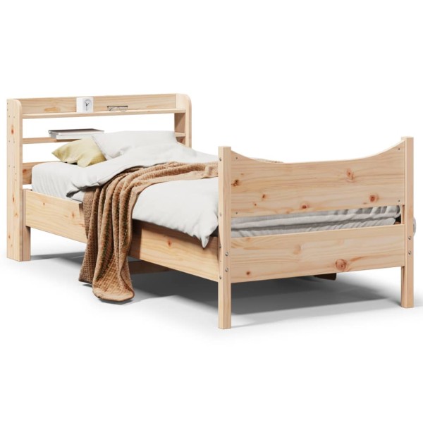 Bed frame with headboard, 75x190cm, solid pine wood