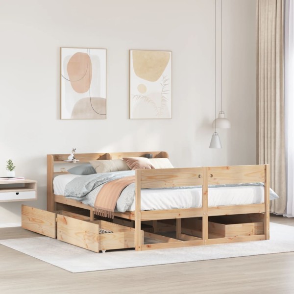 Bed frame without mattress, 160x200cm, solid pine wood
