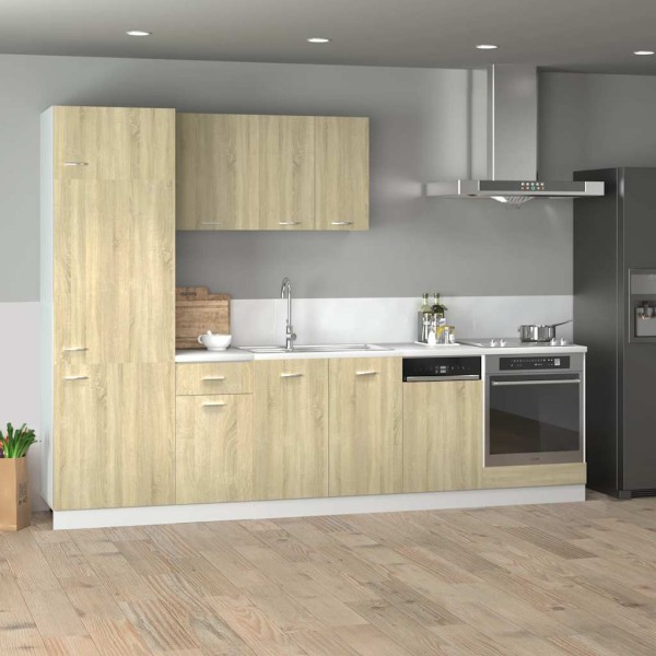 Virtuvės spintelių komplektas, 7 dalių, “Lyon", ąžuolo