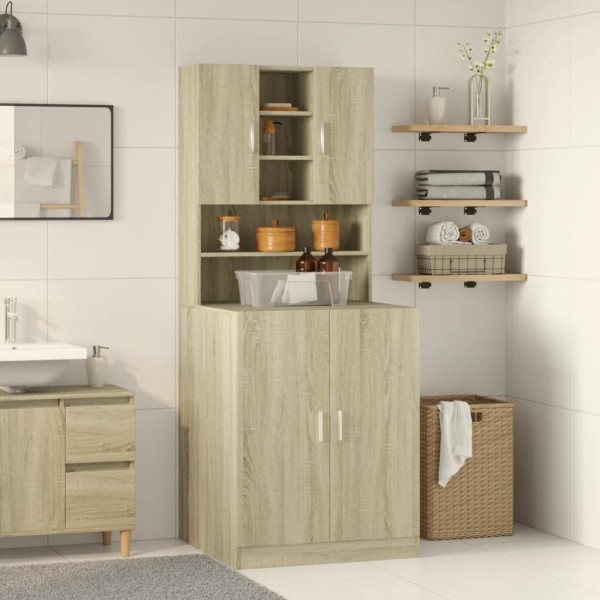 Washing machine cabinet set, 2 pcs., sonoma oak