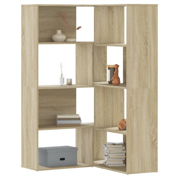 Corner bookshelf, 4 levels, oak, 85x85x140cm, wood