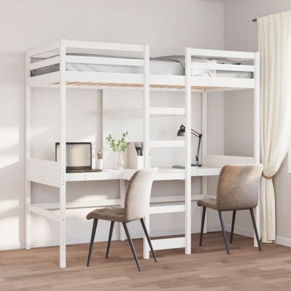 High bed without mattress, white, 75x190cm, pine