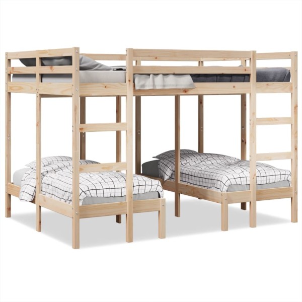 Triple bed frame, 140x200/70x140cm, solid pine