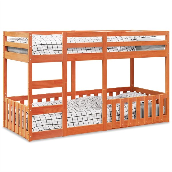Bunk bed, wax brown, 90x200cm, solid pine wood